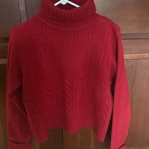 Pendleton Red Cable Knit Turtleneck Sweater